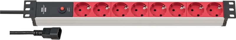 Brennenstuhl - Alu-Line Stekkerdoos - Zwart/Rood - Aluminium - 8x CEE 7/3