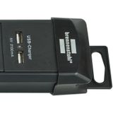 Brennenstuhl Premium-Line stekkerdoos 6-voudig (Stekkerblok met 3m kabel en schakelaar, met ophangvoorziening, 2-voudig USB 3.1 A, monteerbaar, Made in Germany) zwart