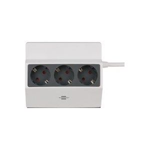 Brennenstuhl stekkerdoos klembaar 3-voudig (Stekkerdoos bureau klem met 3m kabel, klembreedte 5cm, met hogere contactbescherming), Wit, antraciet