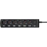 Brennenstuhl Stekkerdoos - 6-voudig - met 2 Meter Kabel - Zwart - 1153110116