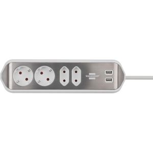Stekkerdoos brennenstuhl estilo 4vdig usb 2m wit