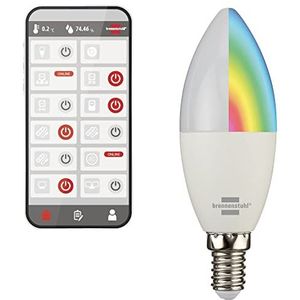 Brennenstuhl Connect WiFi LED-lamp SB 400 E14 (compatibel met Alexa en Google Assistant, geen hub nodig, slimme gloeilamp 2,4 GHz met gratis app, 430lm, 5.5W)