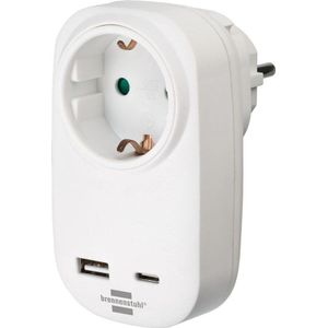 Brennenstuhl stekkeradapter met USB-Charger Power wit