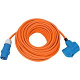 Camping - Stroom Kabel - CEE 3-pins (m) - CEE 3-pins (v) + Schuko CEE 7/3 (v) - 25 Meter - Oranje