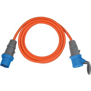 Brennenstuhl Camping Verlengsnoer 5m (CEE Verlengkabel oranje H07RN-F 3G2,5 met CEE-stekker en koppeling met afdichtflap, voor permanent gebruik buitenshuis IP44, Made in Germany)