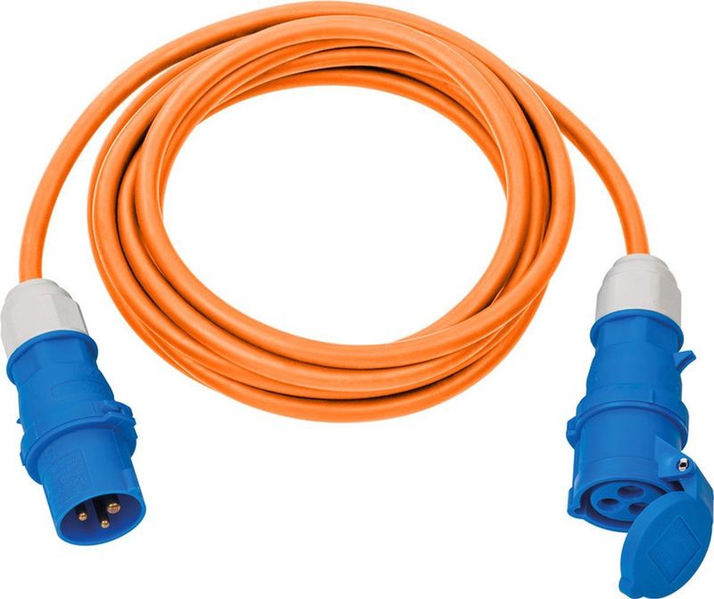 Camping - Stroom Kabel CEE 3-pins - 5 Meter - Rubber-Neopreen - Oranje