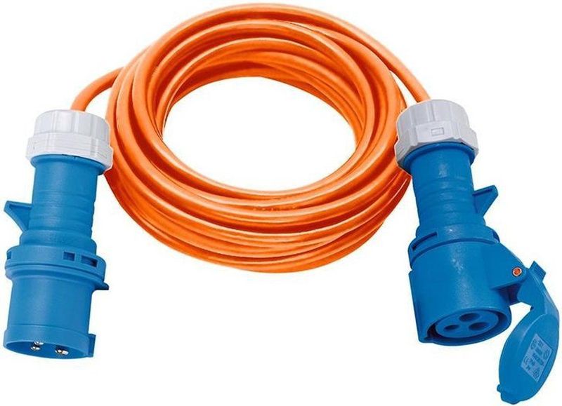 Camping - Stroom Kabel - CEE 3-pins (m) naar CEE 3-pins (v) - 10 Meter - Oranje