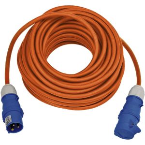 Camping stroom kabel CEE 3-pins (m) - CEE 3-pins (v) - 3x 2,50mm / oranje - 25 meter