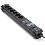 Brennenstuhl Premium-Line 60.000A Extension Lead With Surge Protection 6-Way Black 3M H05Vv-F 3G1.5 - 1951164400