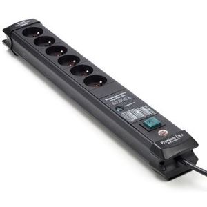 Brennenstuhl Premium-Line 60.000A Extension Lead With Surge Protection 6-Way Black 3M H05Vv-F 3G1.5 - 1951164400