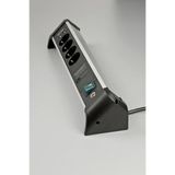 Brennenstuhl - Alu-Office-Line - Stekkerdoos - Zwart - 1,8 Meter - 4 Contacten, 2x USB, Overspanningsbeveiliging