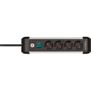 Brennenstuhl 1391030400 Stekkerdoos met Schakelaar Zilver-zwart Randaarde Stekker 1 Stuk(s)