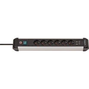 Brennenstuhl 1391030610 Stekkerdoos met Schakelaar Zilver-zwart Randaarde Stekker 1 Stuk(s)