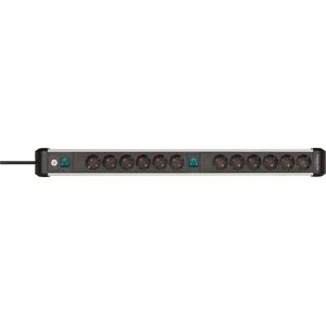 Brennenstuhl Premium-Alu-Line Stekkerdoos 12-voudig 3 M H05VV-F 3G1,5 2x 6-voudig Schakelbare Contactdozen