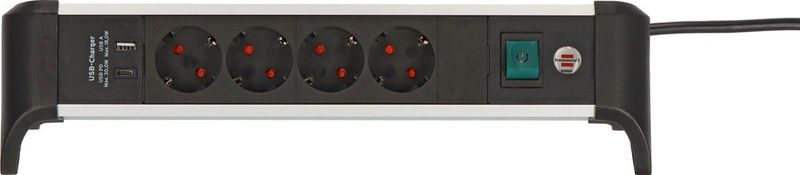 Brennenstuhl - Alu-Office-Line Stekkerdoos - 4-voudig - 1,8 m - H05VV-F 3G1.5