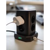 Brennenstuhl Brennenstuhl | Stekkerdoostoren 8-voudig in 45° opstelling (4x USB, met 2 kabels, tweepolige schakelaar) - 1153560000