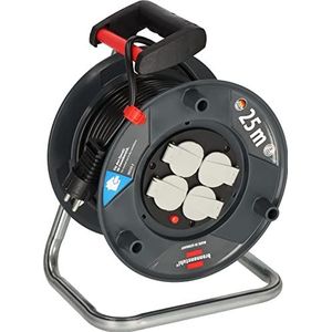 Brennenstuhl Garant V2 kabelhaspel 25m kabel (Made in Germany, 4 stekkerdozen met aardingscontact, oververhittingsbeveiliging, haspellichaam van speciaal kunststof)