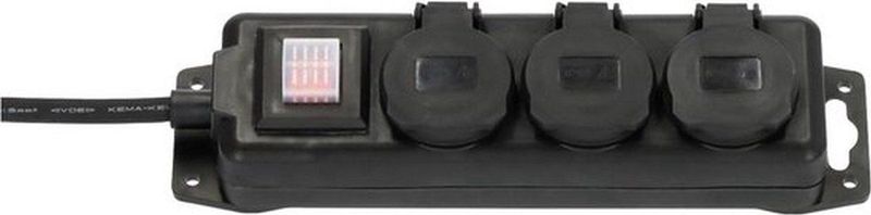 Brennenstuhl - Stekkerdoos - Zwart - 3-voudig - 2 m - Buiten met Schakelaar