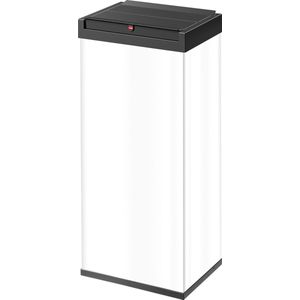 Hailo Big-Box Swing XL vuilnisemmer - 1 x 52 liter - zelfsluitend kanteldeksel - plaatstaal - vuilniszak-klemframe - vuilnisemmer keuken rechthoekig - afvalemmer made in Germany - wit