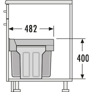 Hailo Tandem - Inbouw Prullenbak - 30 Liter Inhoud - Met 2 Compartimenten - Grijs