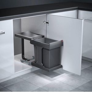 SVITA EM22 Inbouw Prullenbak 22L - 1 Vaks Met Deksel Prullenbak 1074310837