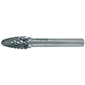 RUKO Hartmetall-Frässtift RBF Ø 10 mm Kopflänge 20 mm Schaft-Ø 6 mm blank Verzahnung KVZ 4 - 116032