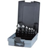 RUKO HSS Taper en Ontbramen Teller Sinker Set in Plastic Case, Din 335, Type C, 90 Graden, Heldere Afwerking, 6 Stuk, R102152RO