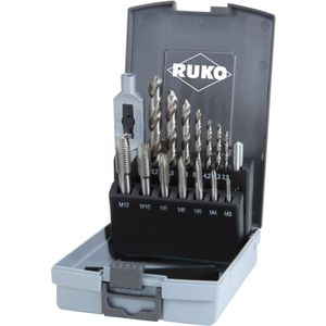 Ruko HSS Single Cut Tap Set in kunststof behuizing, heldere afwerking, 15 stuks, R245004RO