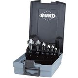 RUKO R102152ERO 5 stuks Din 335 staal conische en ontbramen, type C, 90 graden, glanzende afwerking, 6 stuks, R102152ERO