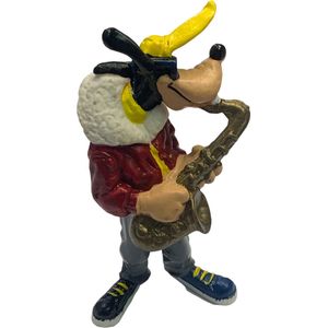 Disney, Goofy als muzikant met saxofoon poppetje(+/-10cm), merk : Bullyland.