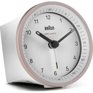 Braun BC07PW-DCF - Wekker - Analoog - Radiogestuurde Tijdsaanduiding - Wit - Roze