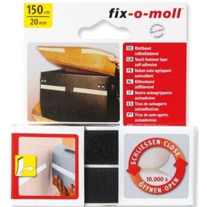 Fix-o-moll zelfklevend klittenband 150cm/20mm zwart zwart Nylon Fix-o-moll Klittenband