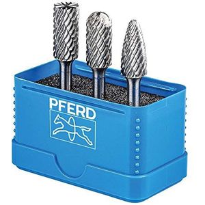 PFERD HM-freesstiftset, 3-delig, tanding ALLROUND, schachtø 6 mm, freespen ø 12 mm, 21901414 – voor veelzijdig gebruik op de belangrijkste materialen