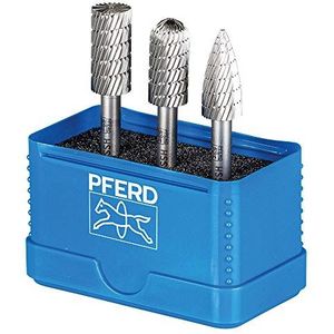 PFERD HSS-freespennenset, 3-delig, tanden 3, Ø 12 mm, schacht-ø 6 mm, universeel voor staal, gegoten staal en gietijzer