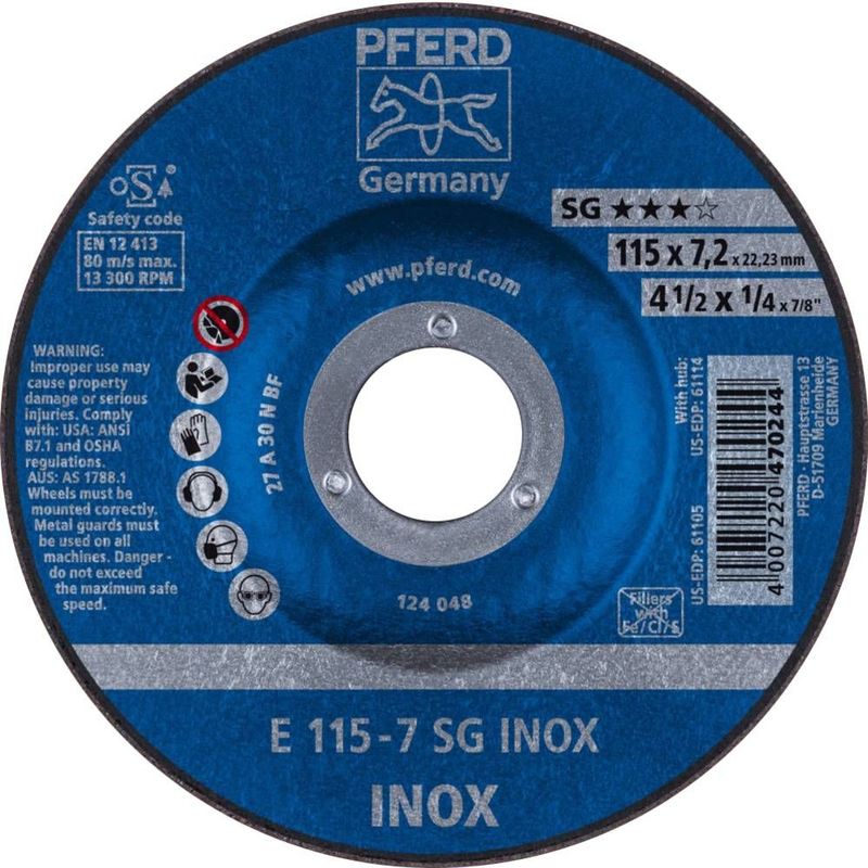Schruppscheibe gekröpft für V2A A30NSG 115x7,2mm pferd
