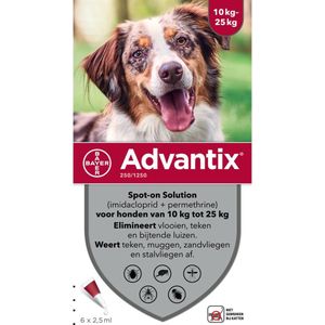 Bayer Advantix Vlooien & Teken Pipetten - Hond 10 tot 25kg - 6 stuks