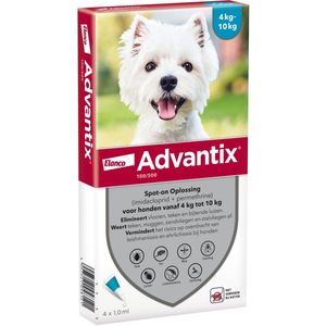 Advantix® 100/500 Pipetten voor Honden - 4-10kg - 4 Stuks