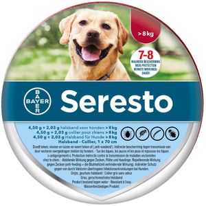 Seresto Halsband Hond >8kg Langdurige Bescherming tegen Vlooien en Teken
