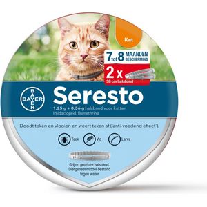 Seresto Anti Vlooien en Teken Halsband Kat 2-Pack tot 8 kg 38 cm