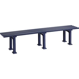 Zitbank zonder rugleuning, met 5 planken, lengte 2000 mm, blauw