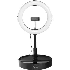 Hama Led-ringlicht met statief voor mobiele telefoon, opvouwbaar (10,2 inch ringlamp, diameter 26,5 cm, tafelstatief voor de camera, uittrekbaar tot 138 cm, dimbaar led-tafelringlicht, om in te