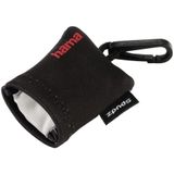 Hama Microvezel reinigingsdoek voor camera, lens, filter, bril, display, universele microvezeldoek in praktisch neopreen zakje met karabijnhaak, 15 x 15 cm, mini-zakformaat, zwart/grijs