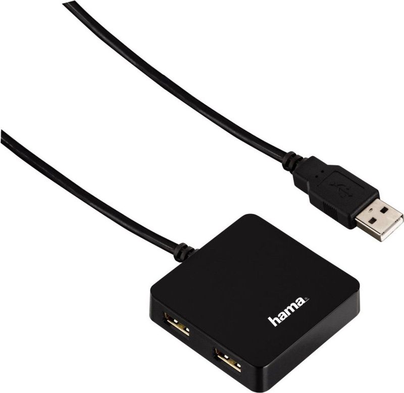 Hama Usb2.0 Hub 1:4 Buspowered, zwart