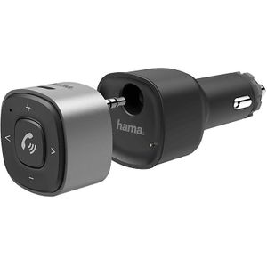 Hama Bluetooth ontvanger voor autoradio met handsfree installatie en auto-USB-oplader 12V (AUX Bluetooth-adapter audio met 3,5 mm jackstekker, tot 7 uur draadloos muziek afspelen, 5,5 uur telefoneren)