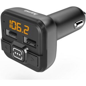 Hama FM Transmitter voor autoradio met AUX, USB en autolader (auto-adapter voor sigarettenaansteker aansluiting met 3,5 mm jack aansluiting en 2 USB-poorten voor USB-stick en voor opladen) zwart