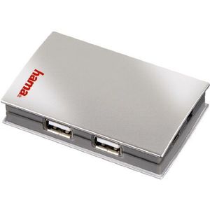 Hama Premium Silver 4-Port USB 2.0 Hub met voeding zilver/grijs