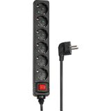 Stekkerdoos - 6-voudig - Zwart - Kunststof - Met Save-Energy Schakelaar