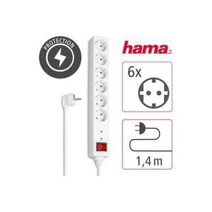 Hama Stekkerdoos ""45°"" (6 stopcontacten, overspanningsbeveiliging, stopcontacten 45° gedraaid, kabellengte 1,4 m) wit