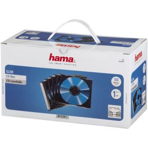 Hama Slim-hoes (voor cd's en Blu-ray-discs, ultradun, met omslag voor de afdekking, 50 stuks), zwart/transparant
