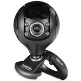 Hama 00053950 HD webcam met microfoon (streaming camera met afdekking, webcamera voor conferenties en vergaderingen op de pc, laptop en notebook) zwart